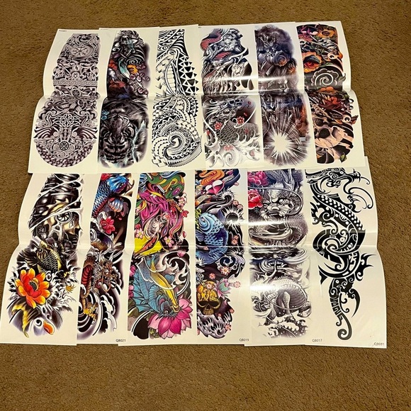 12-Piece Temporary Tattoo Stickers Sleeves Men & Women - Picture 9 of 9